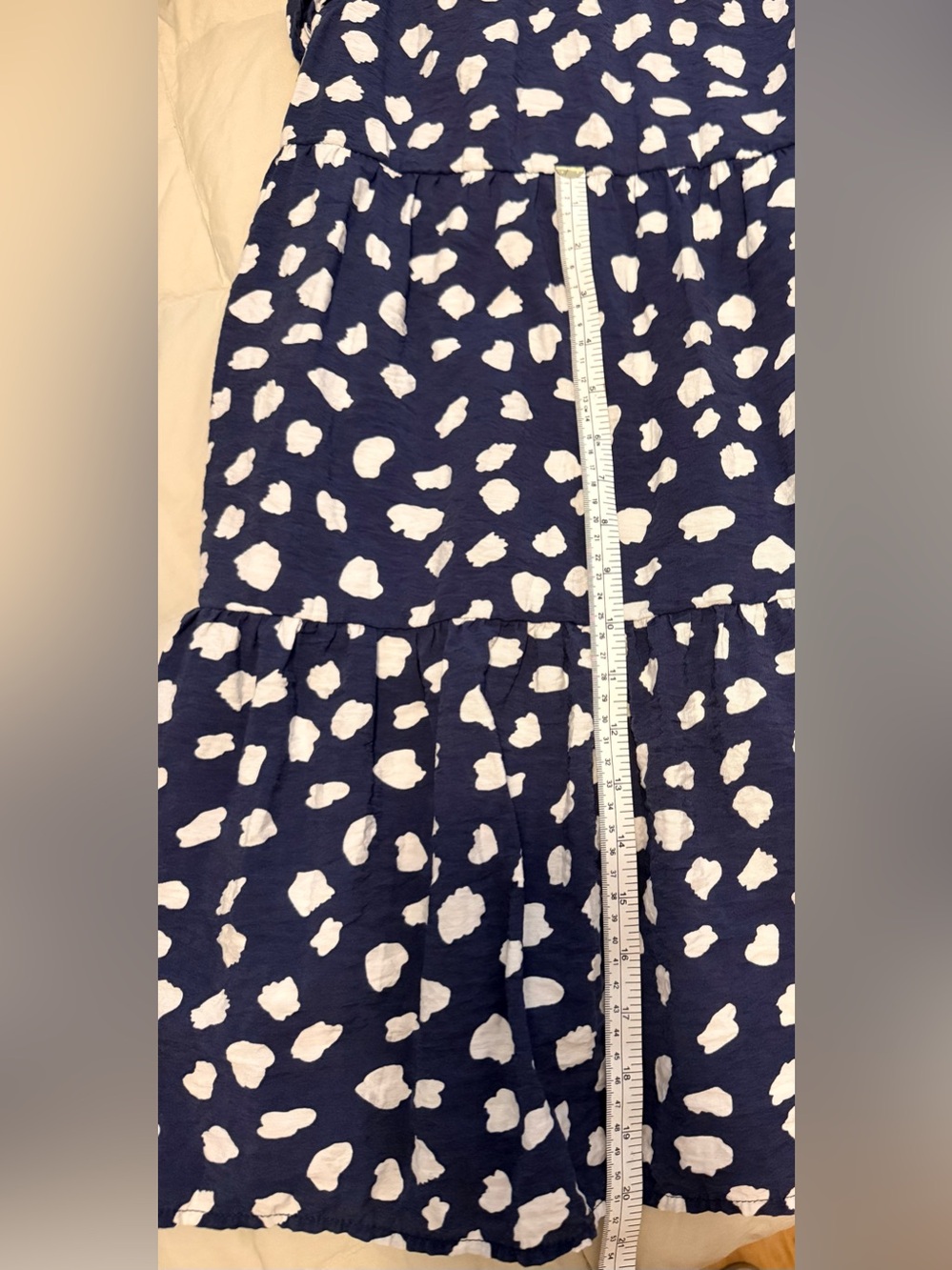 THML Navy Spotted Tiered Mock Neck Mini Dress Ruffle Sleeveless XS - Picture 12 of 12